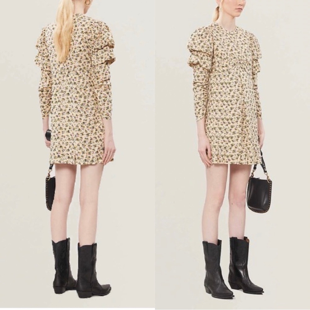ZADIG & VOLTAIRE Runaway Floral Yellow Piping Short Summer Mini Dress M